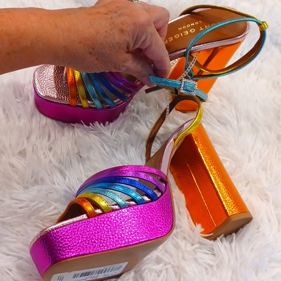 NEW Kurt Geiger London Perria Rainbow Platform Sandals Multi Sizes - Picture 4 of 13